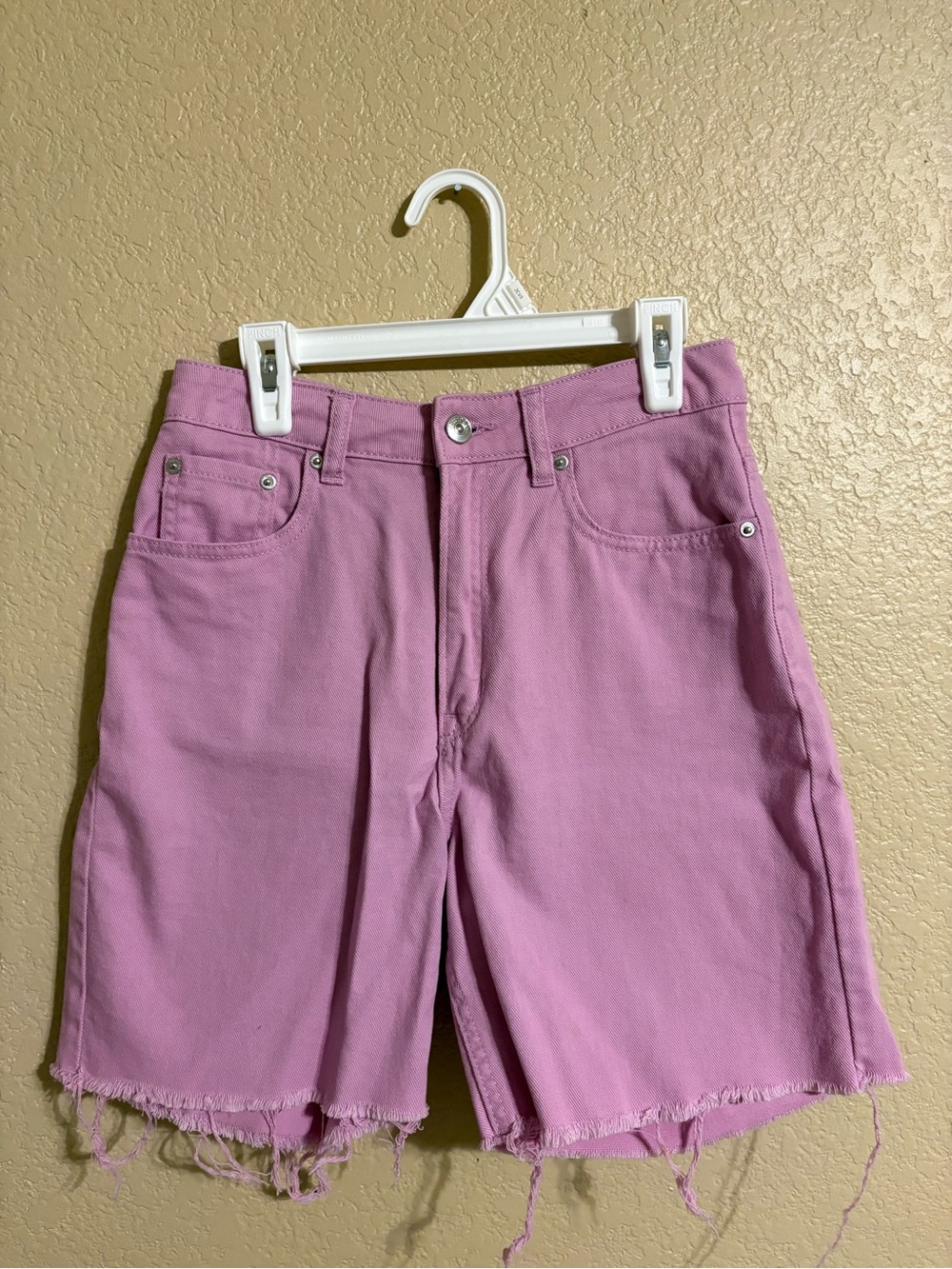 H&M Pink High-Rise Denim Shorts